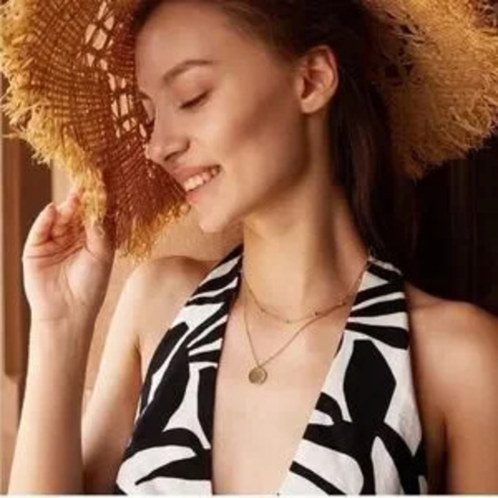 GOLD 18k Gold Plated Disc Pendant Beaded Layered Necklace - Picture 3 of 4